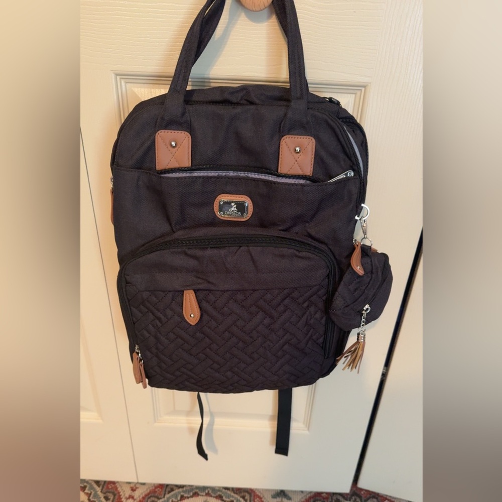 Chic Black and Brown Dikaslon Diaper Bag Backpack